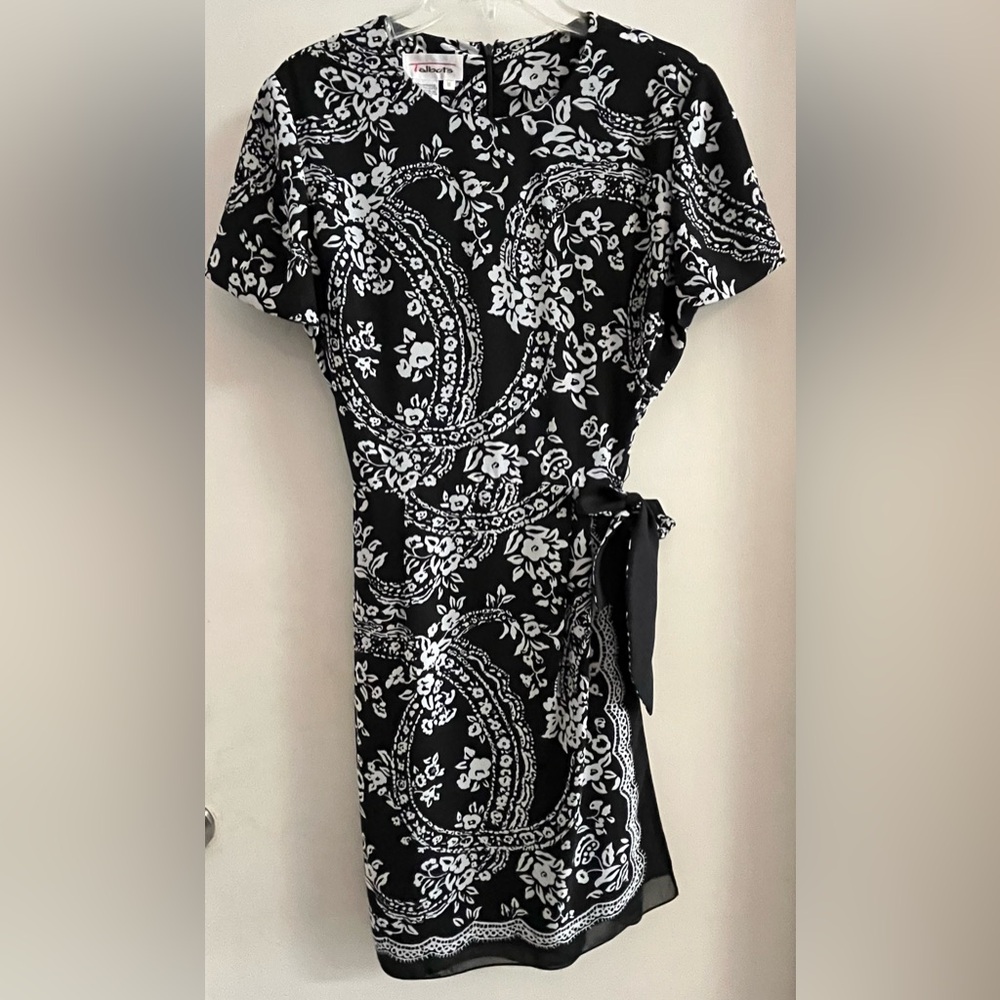 Talbots Black and White Faux Wrap Dress